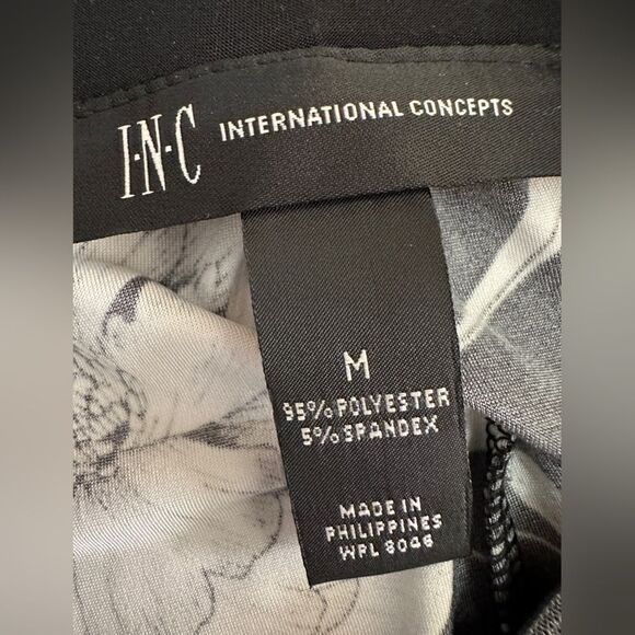 INC International Concepts Floral Black White Pink Stripe Wide-Leg Pants Size M - Picture 6 of 8